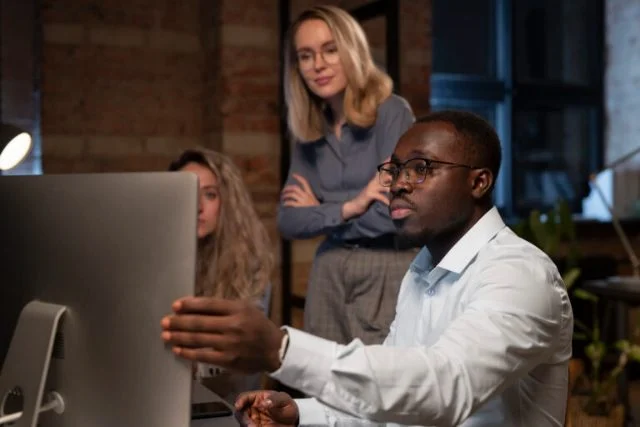 Team working together in an office